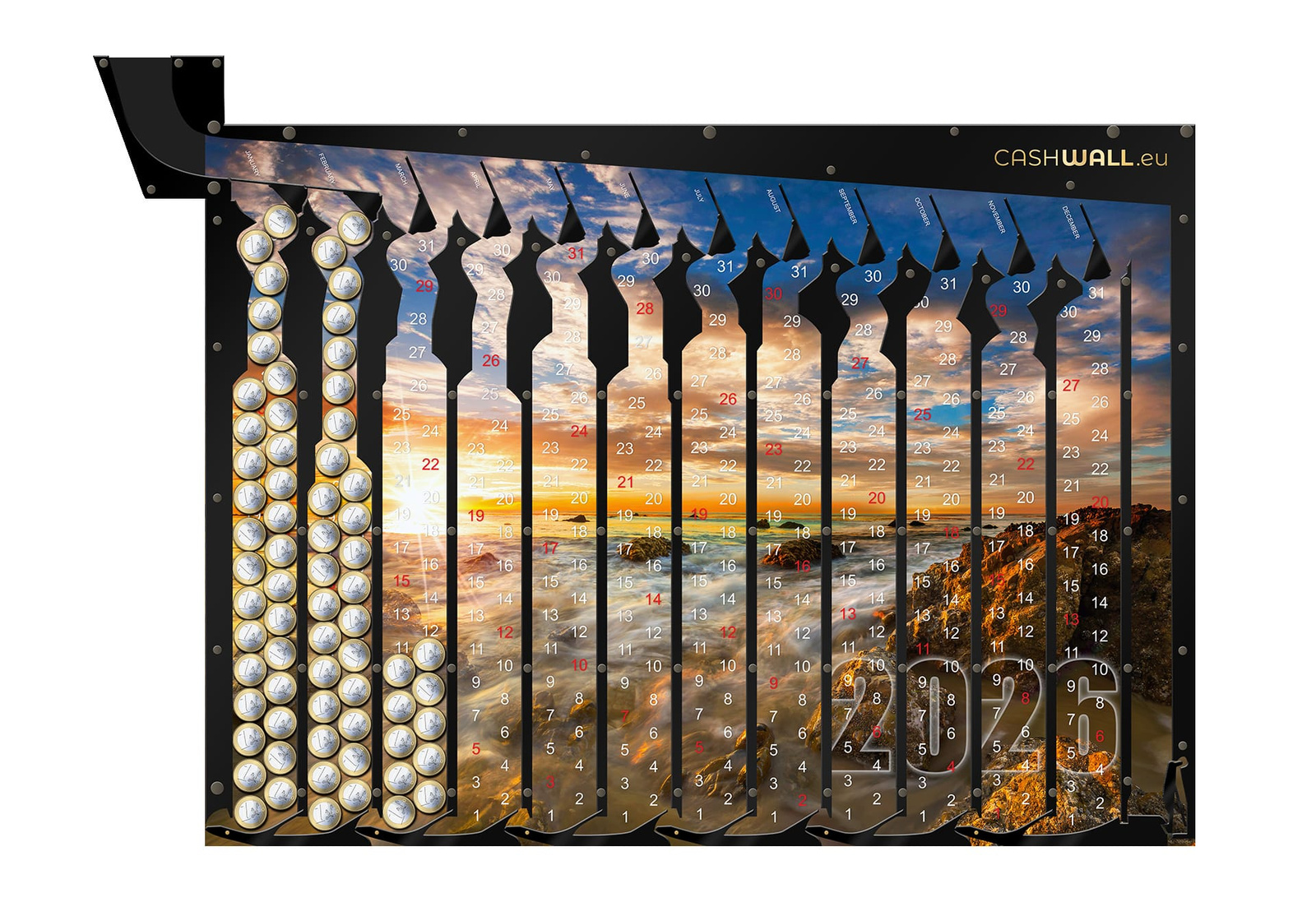 Calendrier 2026 Coucher de soleil. Tirelire