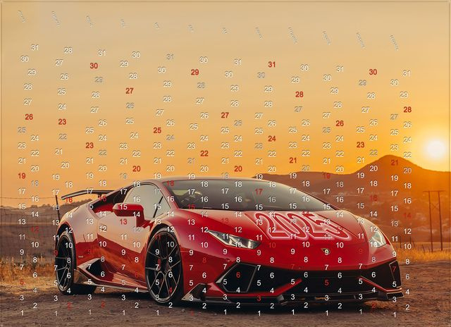Fond tirelire murale | Calendrier 2025 Lamborghini