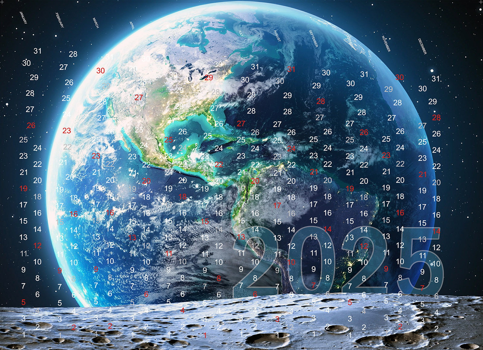 Arrière-plan tirelire murale | Calendrier 2025 Earth Sphere