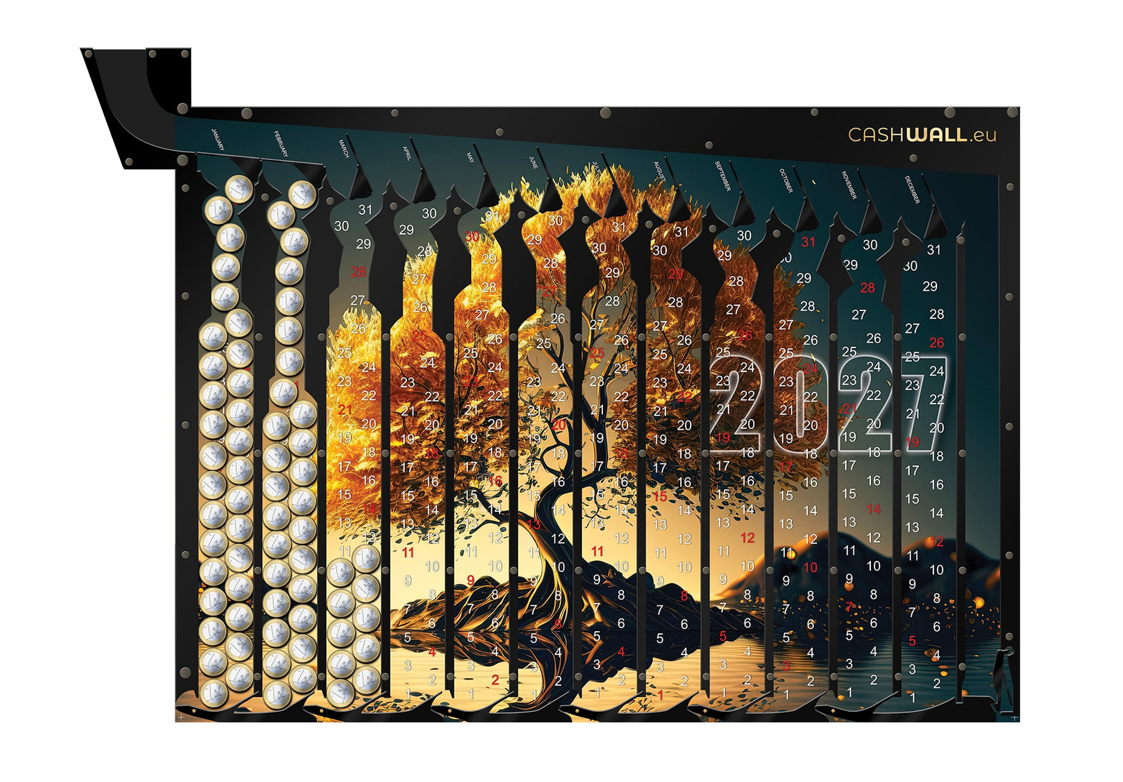 Hucha calendario 2027 Árbol dorado – 2 €