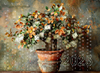 Fondo Hucha Pared | Calendario 2025 Árbol