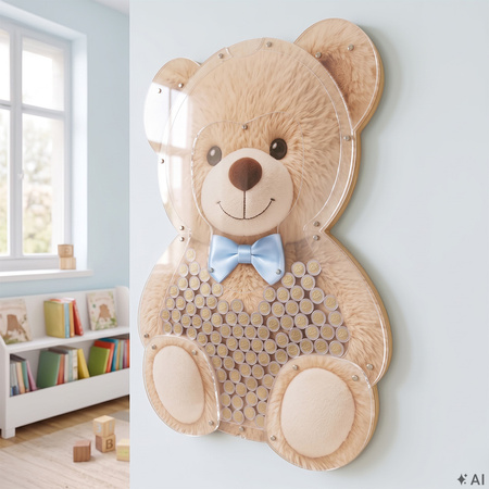 Hucha de pared Osito con lazo azul – 2 €