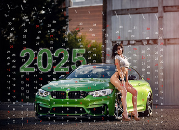 Fondo hucha pared | Calendario 2025 mujer con coche