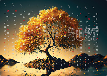 Kalendárový plagát 2027 pre Cashwall – Zlatý strom