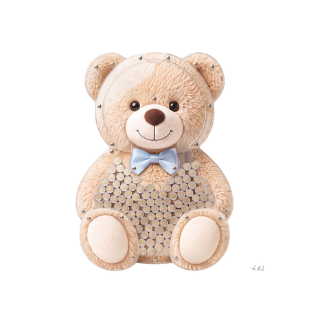 Wandspardose Teddybär mit blauer Schleife – 2 Euro