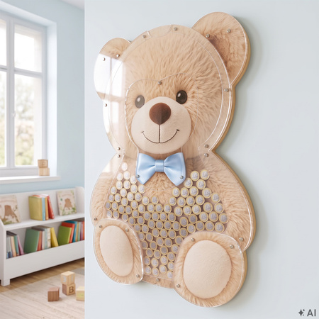 Hucha de pared Osito con lazo azul – 1 €