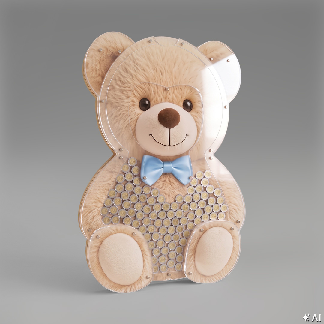 Tirelire murale Ourson avec nœud bleu – 2 €