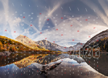 Fond pour tirelire avec motif Montagnes 2026