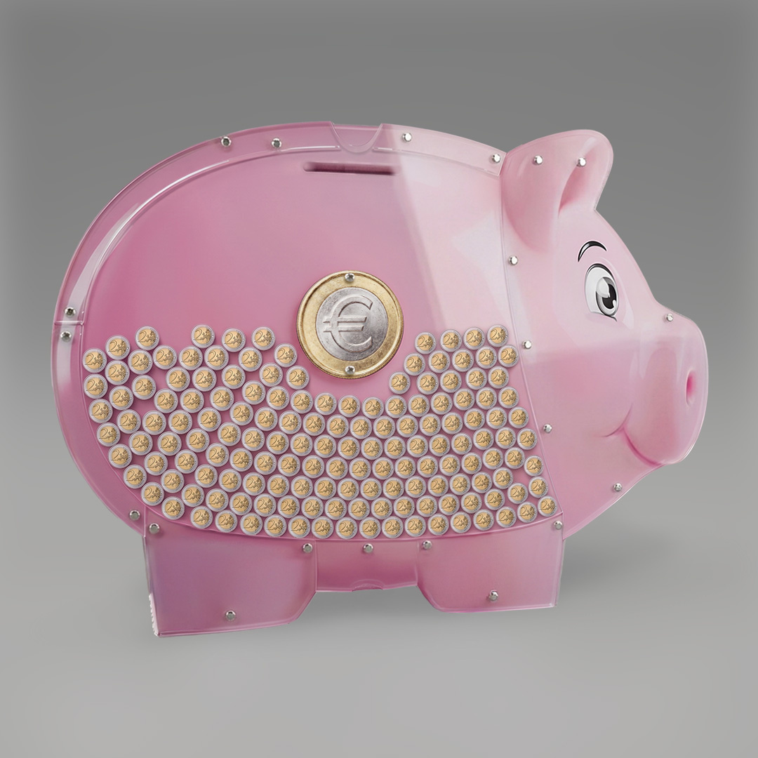 Wandspaarpot Roze spaarvarken – 2 €