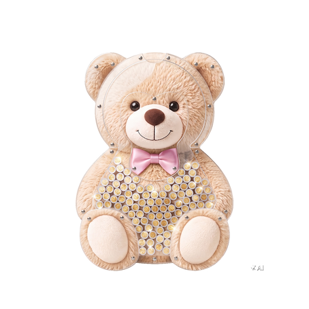 Tirelire murale Ourson avec nœud rose – 2 €