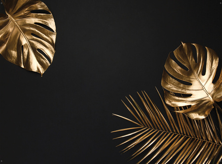 Boîte murale décorative | Feuilles dorées 