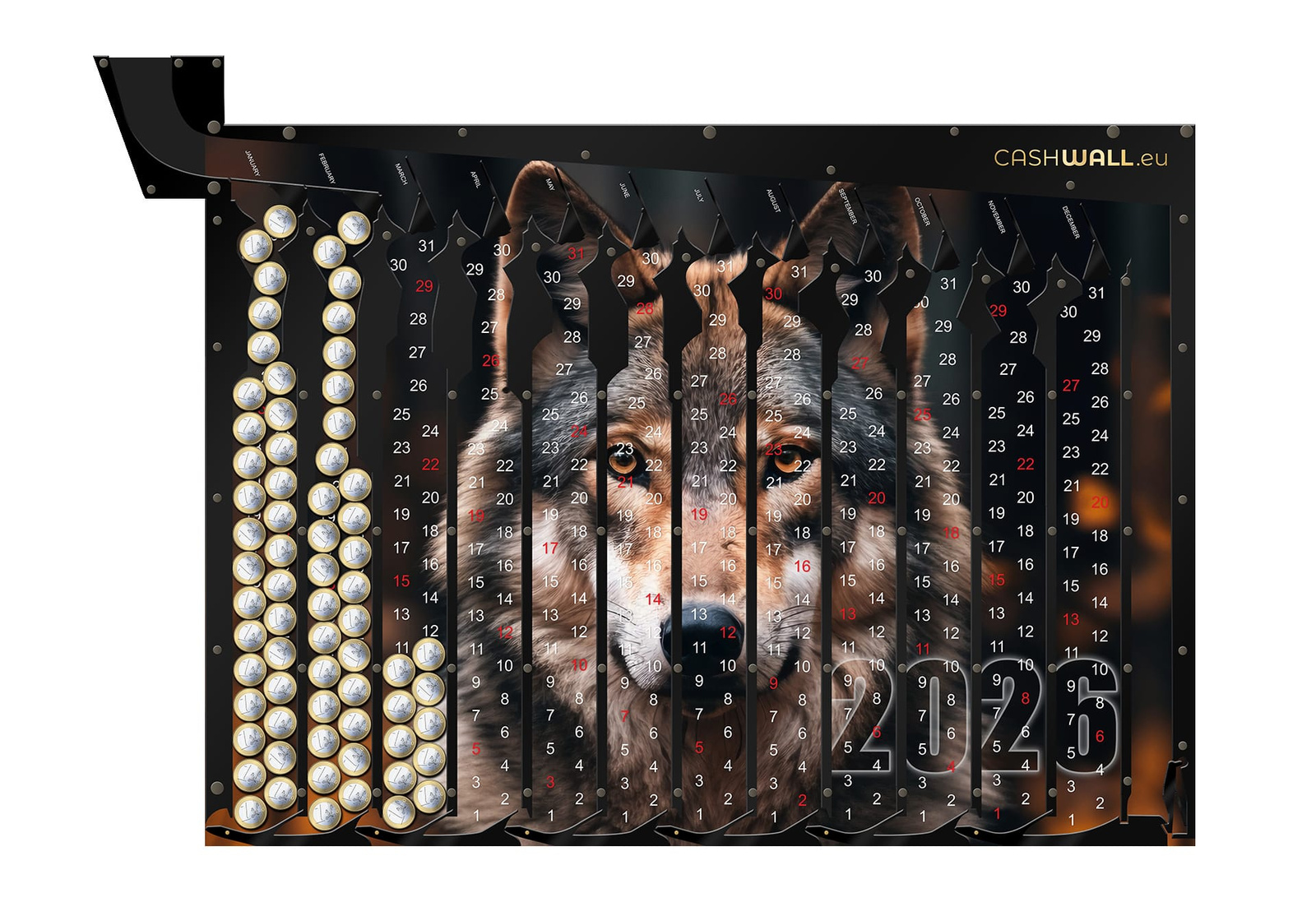 2026 Wolf Calendar | A unique wall calendar and coin box