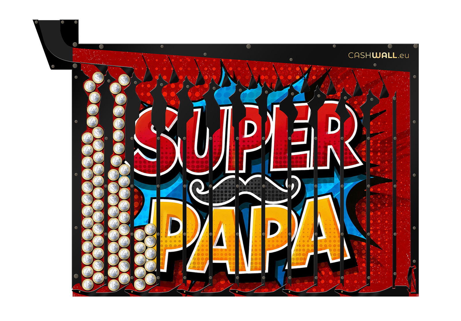 Salvadanaio Cashwall Super Papa migliore del mondo per monete da 1 euro 50x70 cm