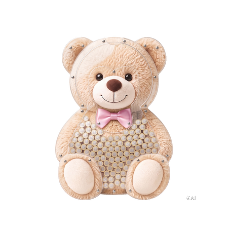 Wall money box Teddy bear with pink bow – 1 €