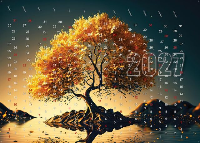 Kalendárový plagát 2027 pre Cashwall – Zlatý strom