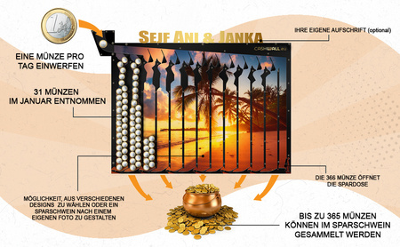 Wand spaarpot | liefdesboom | ideaal cadeau-idee met hartjesmotief