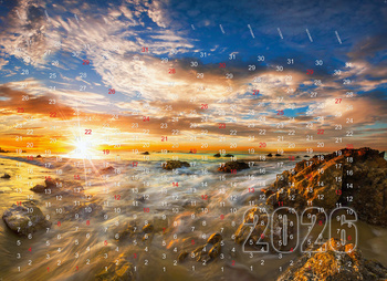 Achtergrond voor spaarpot met het motief Zonsondergang 2026