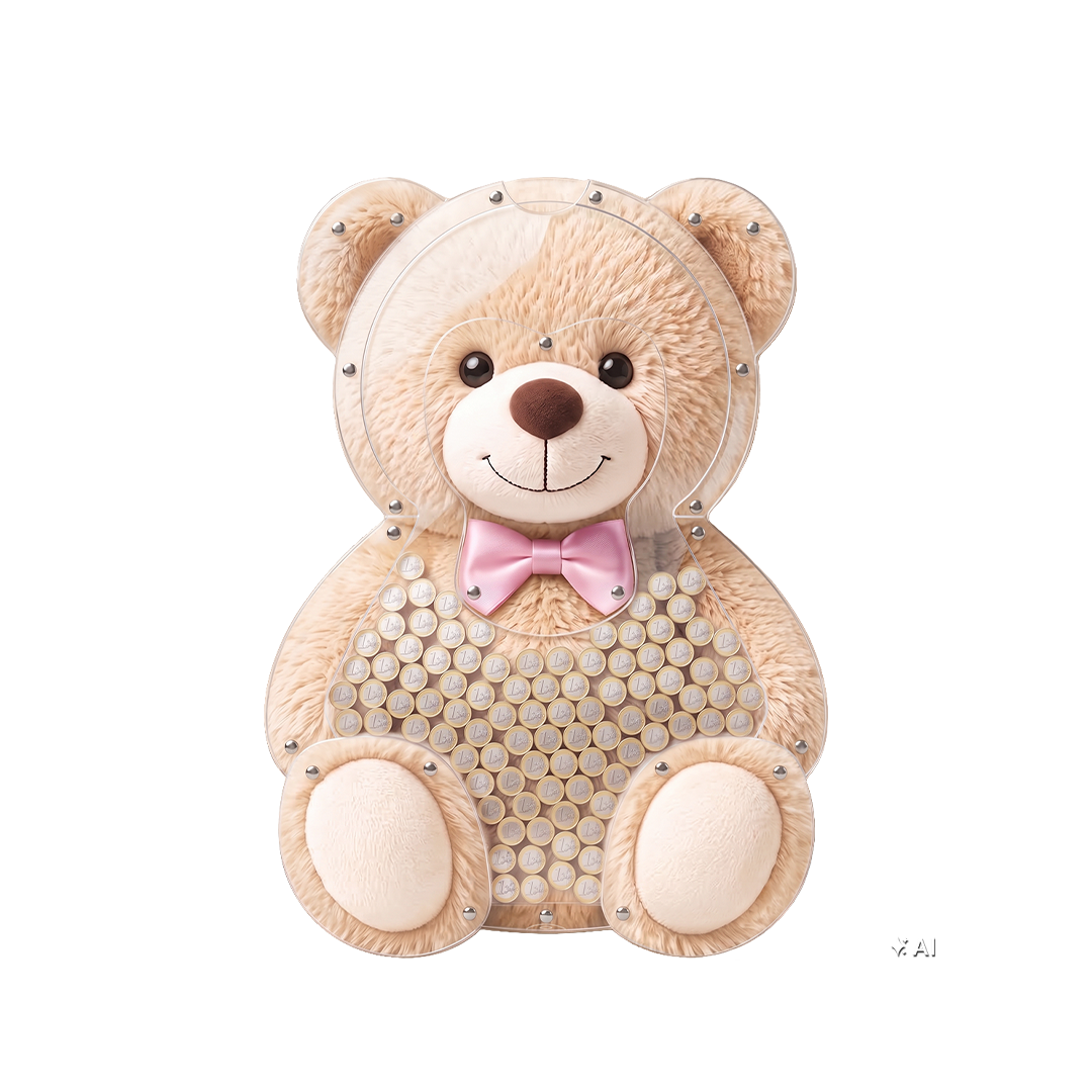 Wandspardose Teddybär mit rosa Schleife – 1 Euro