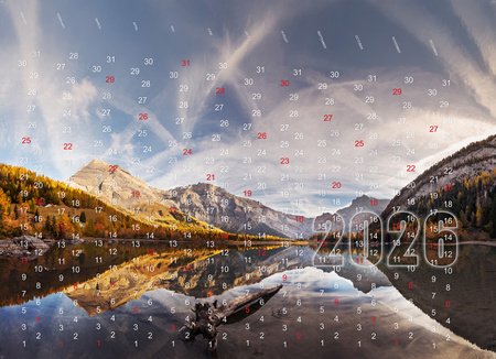 Hintergrund für die Spardose mit dem Motiv Berge Kalender 2026