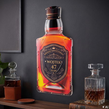 Personalisierte Wandspardose Whisky-Flasche mit Name und Alter – 1 Euro